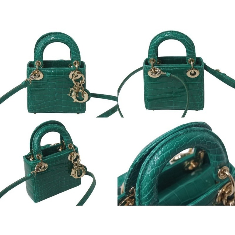 Dior Christian Green Shoulder Lady Crocodile Bag - Picture 3 of 8